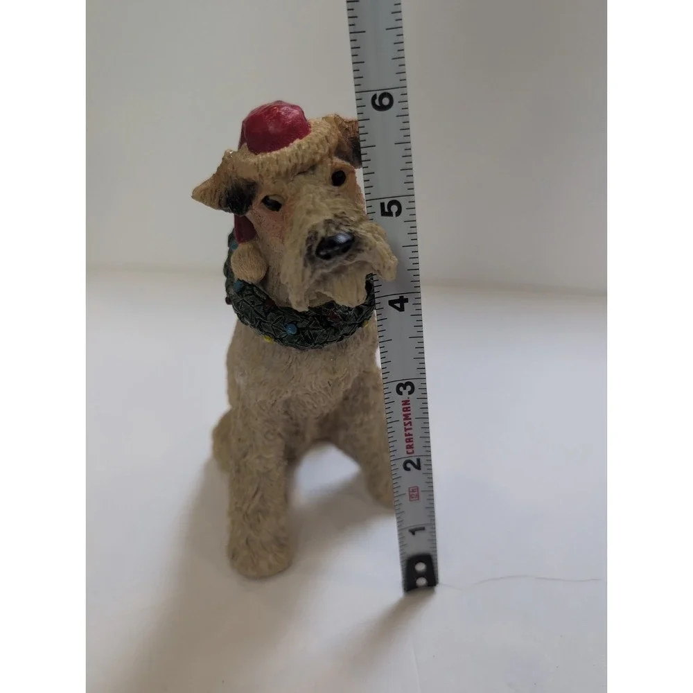 Vintage Christmas TERRIER Schnauzer Dog FIGURINE Resin Statue RARE - Santa 6